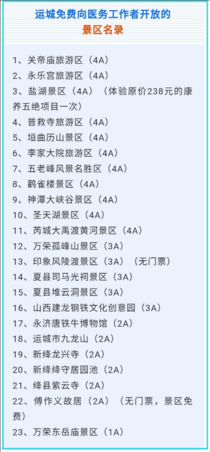 山西运城免费开放的景点-运城29个景区免费开放