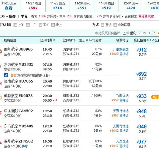 成都到上海机票查询-成都到上海机票查询时刻表