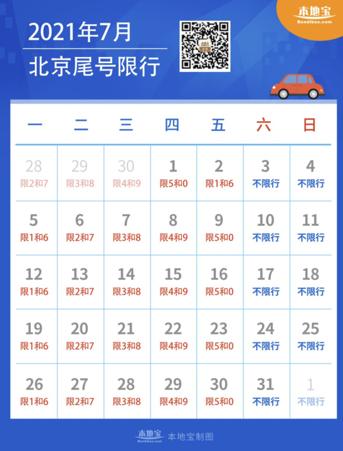 北京限行7月份_2021北京7月限行